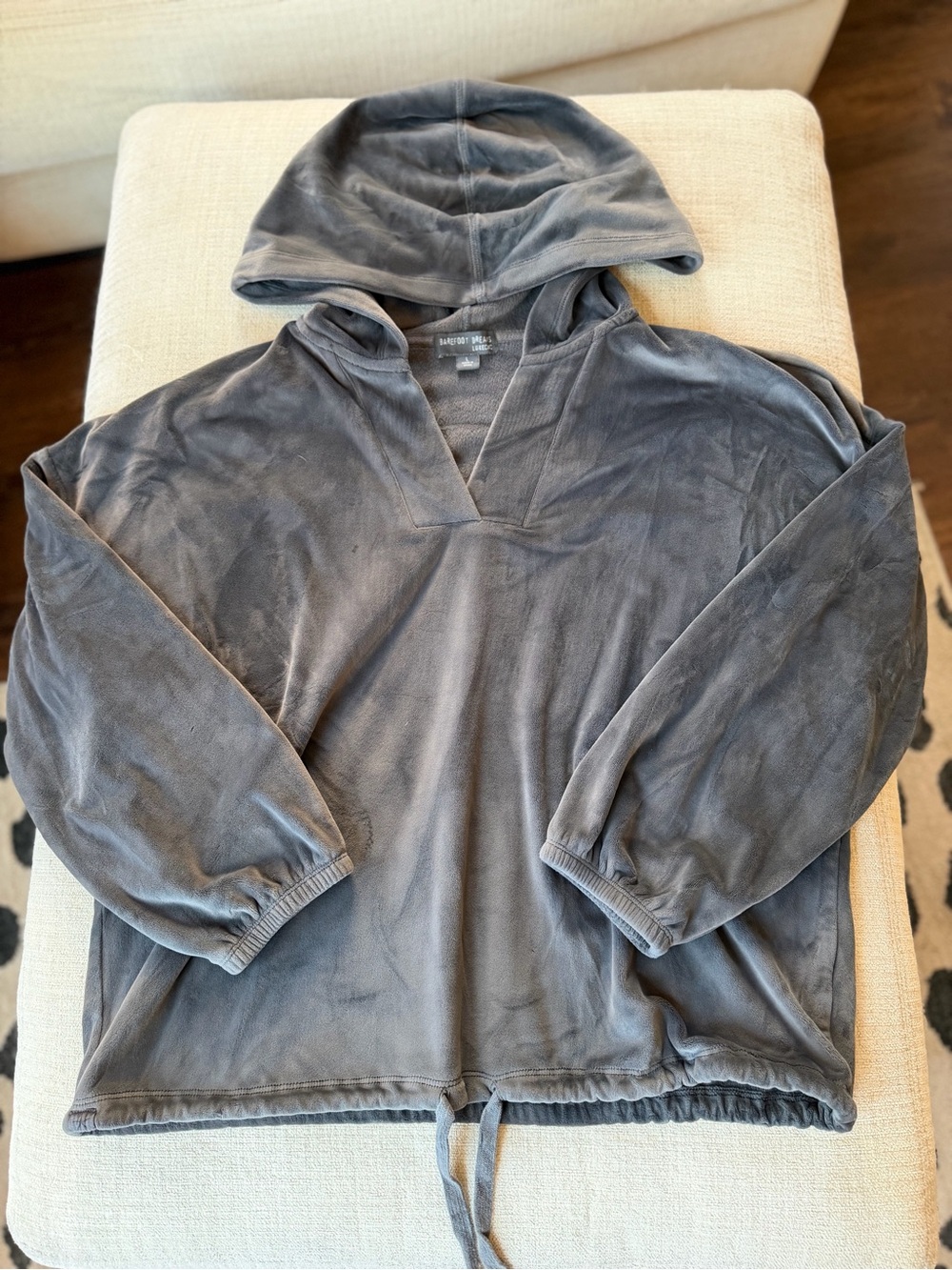 Barefoot Dreams Women's Gray Velour Hooded Pullover